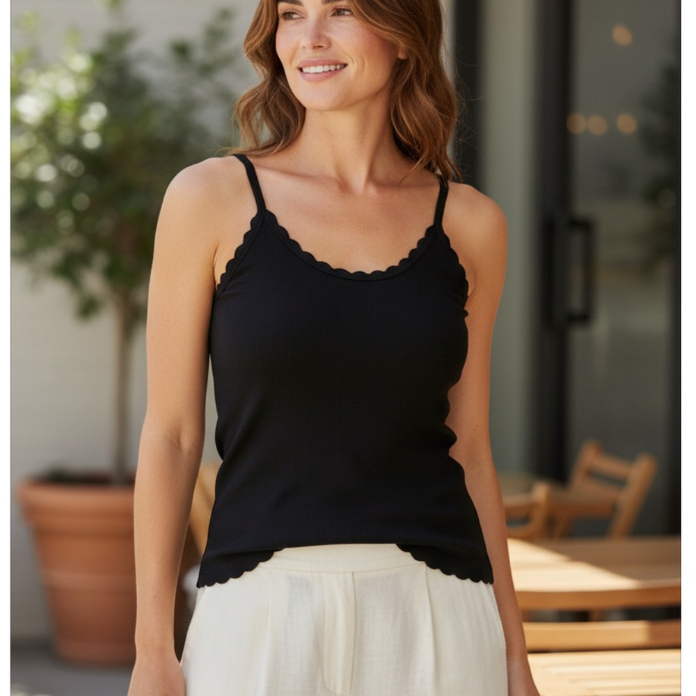 72.) Chic Black Scalloped Camisole